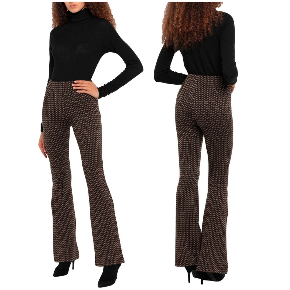 Paul & Joe Knitted Lurex Wide Leg Flared Stretchy Pants Size Fr42 US 10